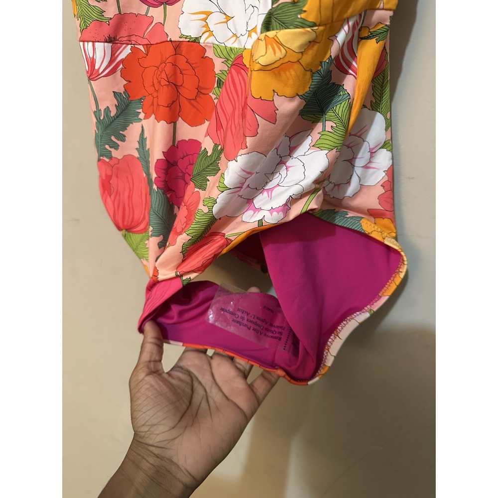 NWT Trina Turk Sunny Bloom Plunge One Piece Swimsuit Floral Size 14 - Picture 4 of 5